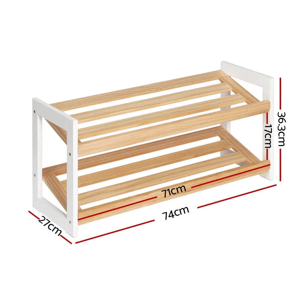 Artiss Shoe Rack 2 Tier 6 Pairs White Kara - Mekamart Australia