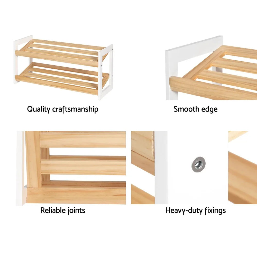 Artiss Shoe Rack 2 Tier 6 Pairs White Kara - Mekamart Australia