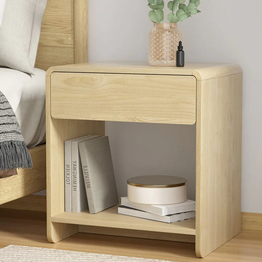 Artiss Bedside Table Drawer Open Shelf Pine - Mekamart Australia