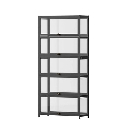 Artiss 5-Tier Display Cabinet Storage Bookshelf Clear Shelf Black - Mekamart Australia