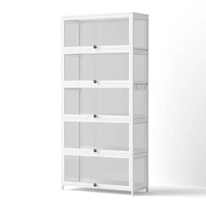 Artiss 5-Tier Display Cabinet Storage Bookshelf Clear Shelf White - Mekamart Australia