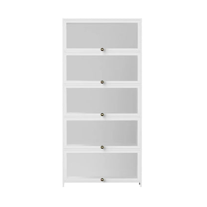 Artiss 5-Tier Display Cabinet Storage Bookshelf Clear Shelf White - Mekamart Australia