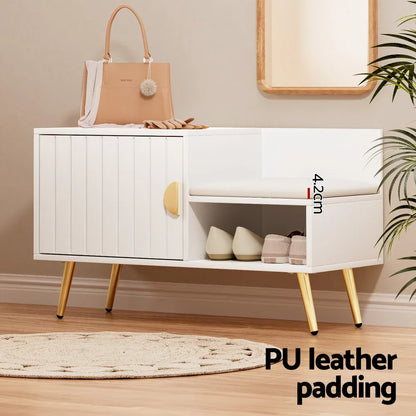 Artiss Shoe Rack Cabinet Bench 6 Pairs White - Mekamart Australia