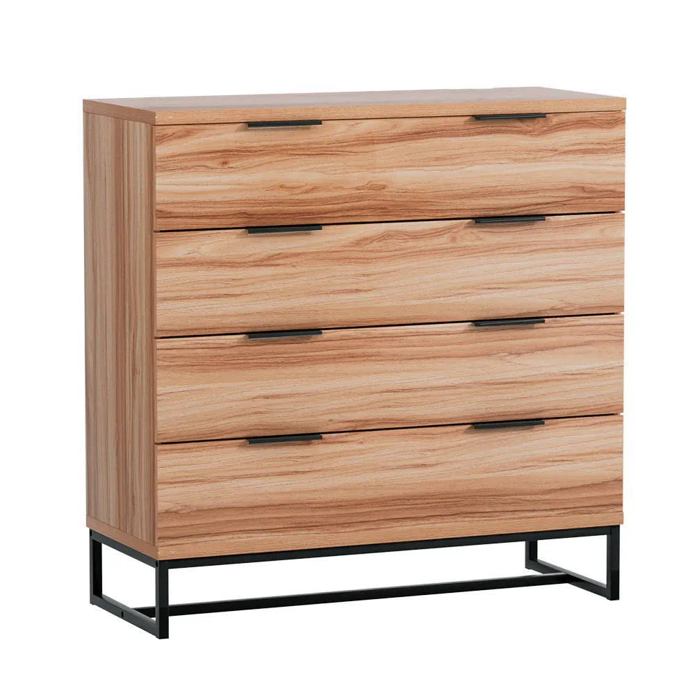 Artiss 4 Chest of Drawers Cabinet Dresser Table Tallboy Storage Bedroom Rust Oak - Mekamart Australia