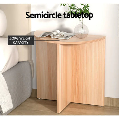 Artiss Coffee Table Semi-circle 48CM Pine Elva - Mekamart Australia