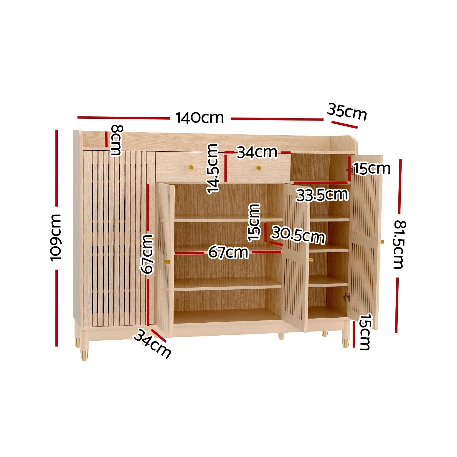 Artiss Shoe Rack Cabinet with Shelves 26 Pairs Pine - Mekamart Australia