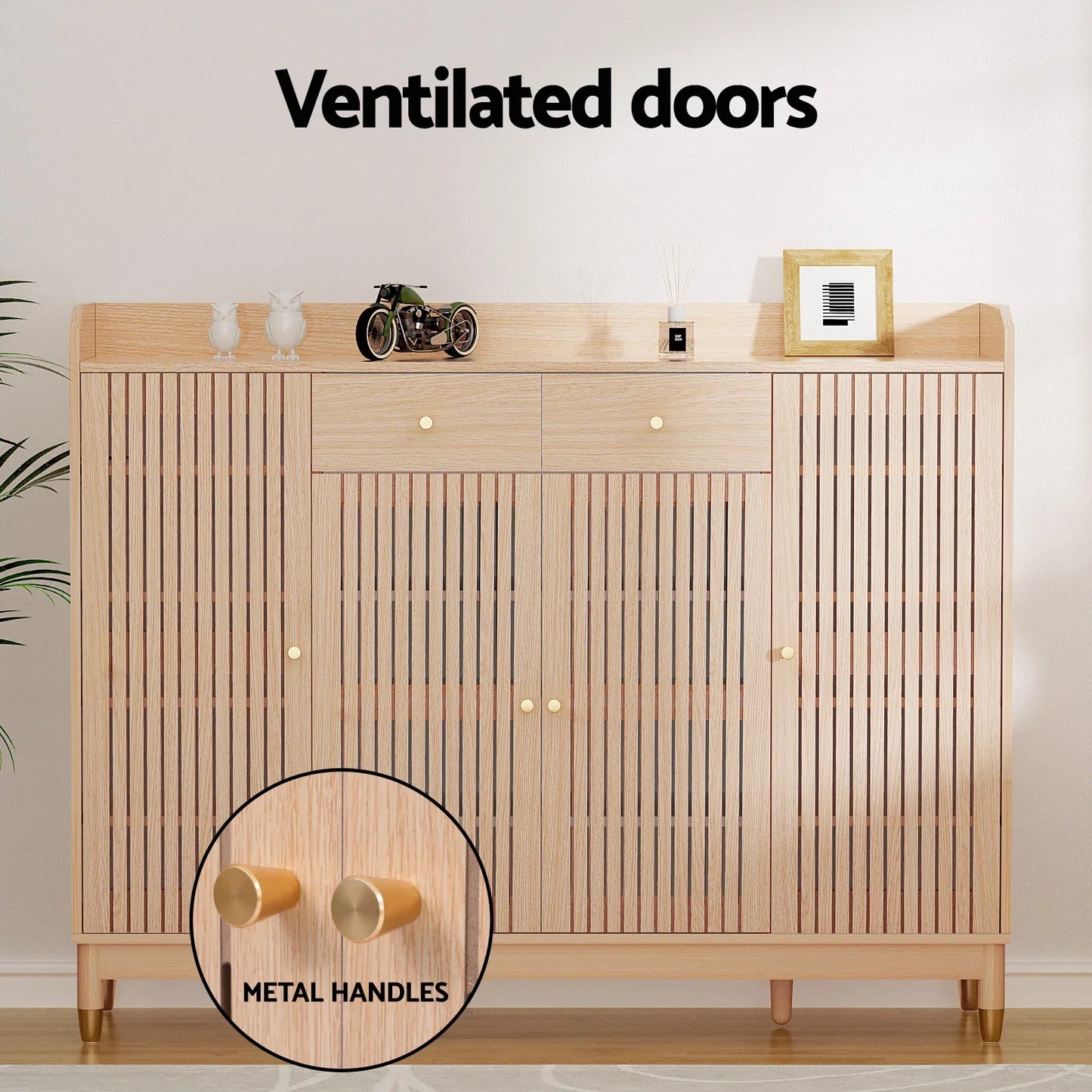 Artiss Shoe Rack Cabinet with Shelves 26 Pairs Pine - Mekamart Australia