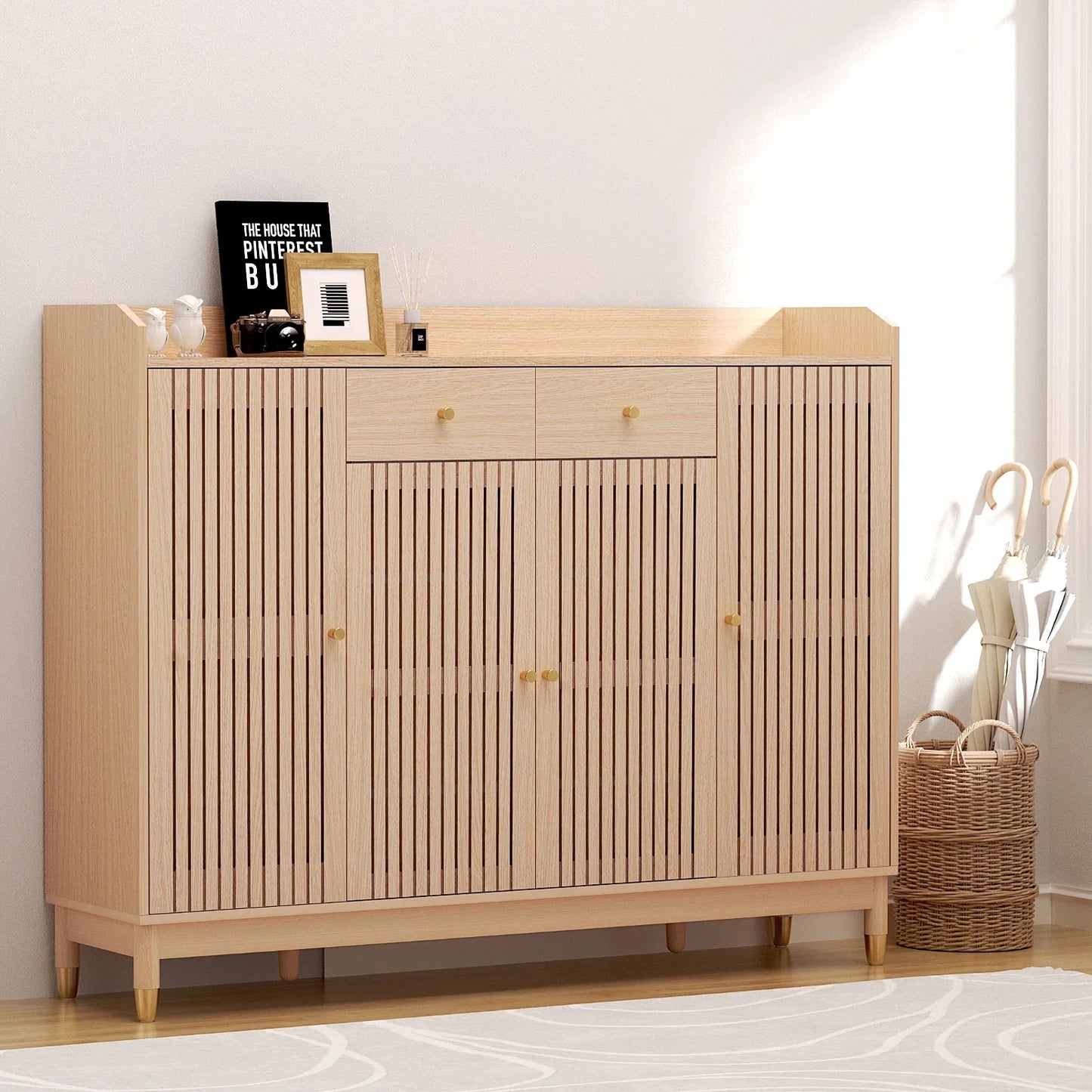 Artiss Shoe Rack Cabinet with Shelves 26 Pairs Pine - Mekamart Australia