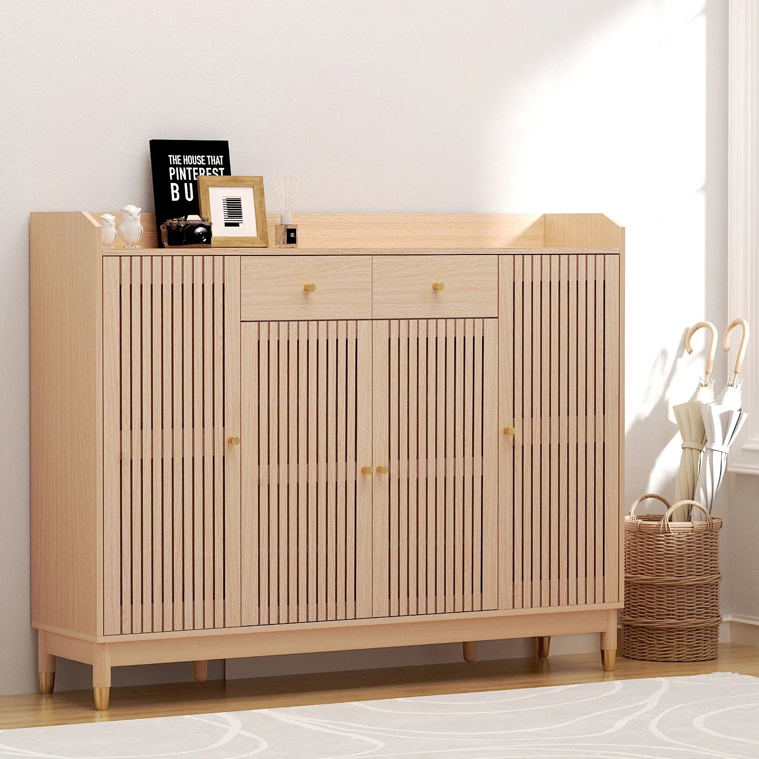 Artiss Shoe Rack Cabinet with Shelves 26 Pairs Pine - Mekamart Australia