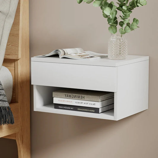 Artiss Floating Bedside Table Nightstand Drawer White - Mekamart Australia