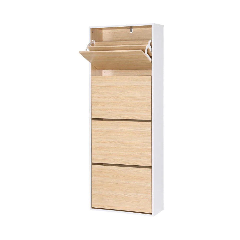 Artiss Shoe Rack Cabinet 24 Pairs Adjustable Shelf Pine - Mekamart Australia