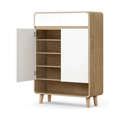 Artiss Shoe Rack Cabinet 20 Pairs Storage Cupboard Pine&White - Mekamart Australia