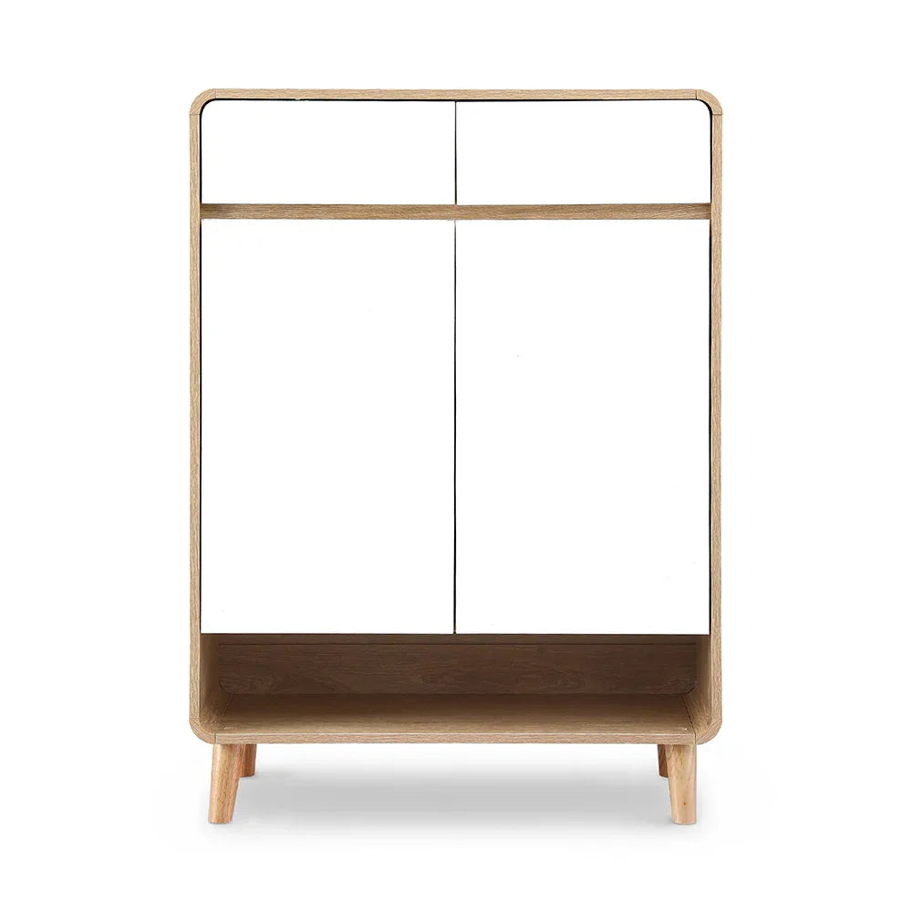 Artiss Shoe Rack Cabinet 20 Pairs Storage Cupboard Pine&White - Mekamart Australia
