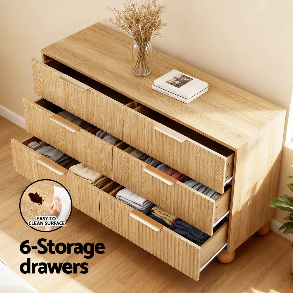 Artiss 6 Chest of Drawers Dresser Tallboy Pine - Mekamart Australia