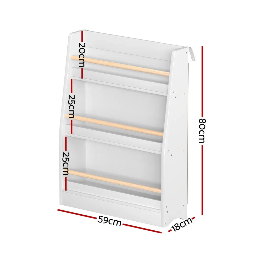 Keezi Kids Bookshelf 3 Tiers Storage Children Bookcase Organiser Display Shelf - Mekamart Australia