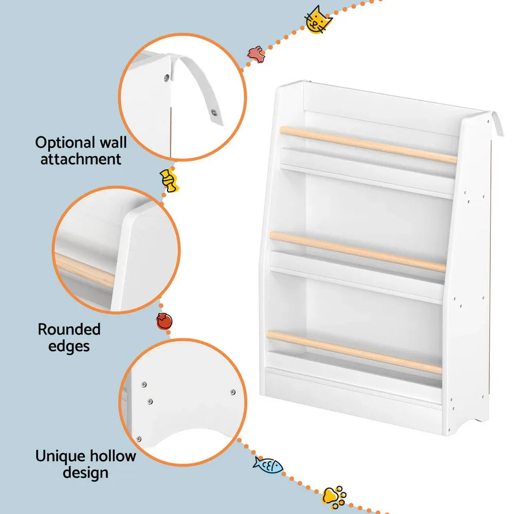 Keezi Kids Bookshelf 3 Tiers Storage Children Bookcase Organiser Display Shelf - Mekamart Australia