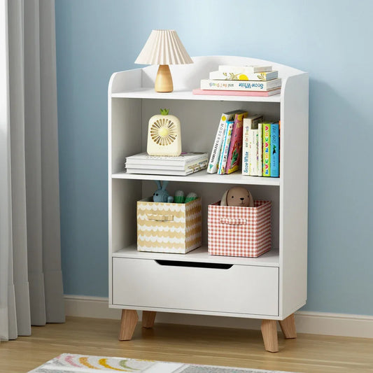 Keezi Kids Bookshelf 3 Tiers Storage Children Bookcase Toys Organiser Drawer - Mekamart Australia