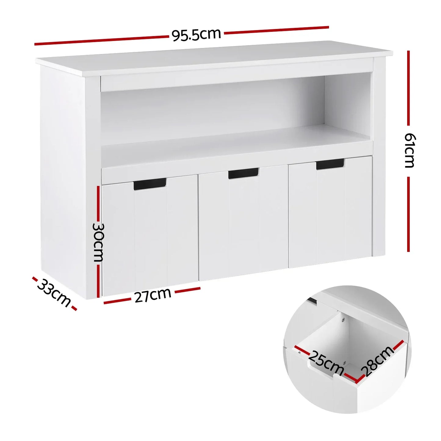 Keezi Kids Bookshelf 3 Drawers Storage Children Bookcase Toy Organiser Display - Mekamart Australia
