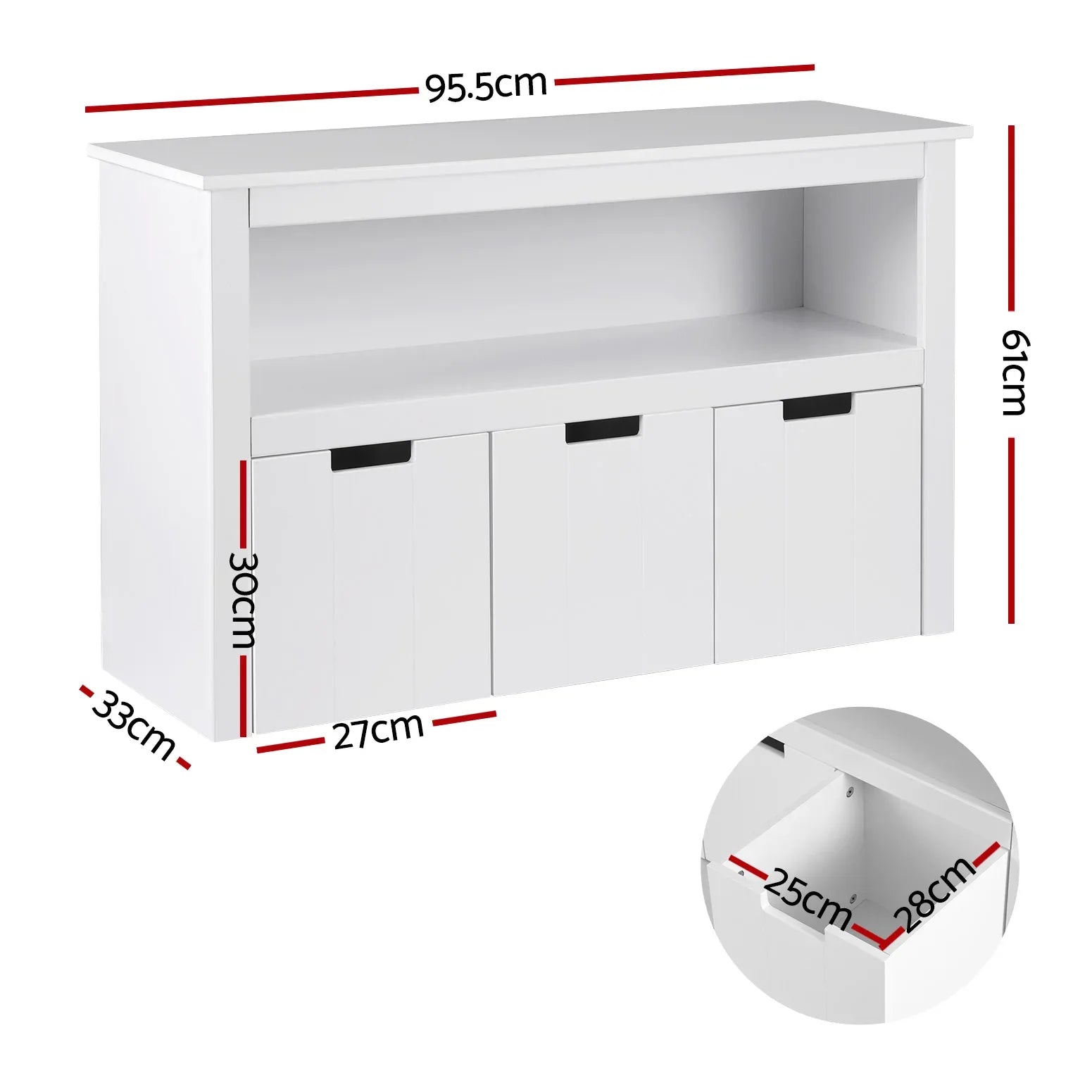 Keezi Kids Bookshelf 3 Drawers Storage Children Bookcase Toy Organiser Display - Mekamart Australia