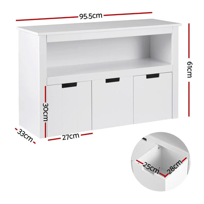 Keezi Kids Bookshelf 3 Drawers Storage Children Bookcase Toy Organiser Display - Mekamart Australia