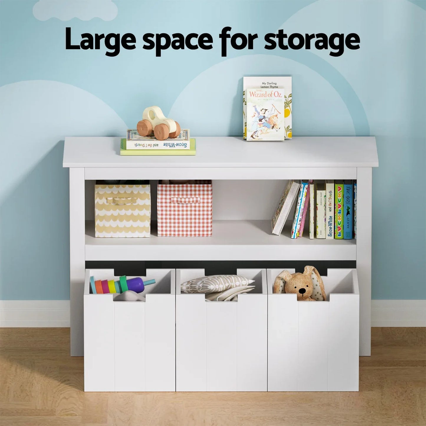 Keezi Kids Bookshelf 3 Drawers Storage Children Bookcase Toy Organiser Display - Mekamart Australia