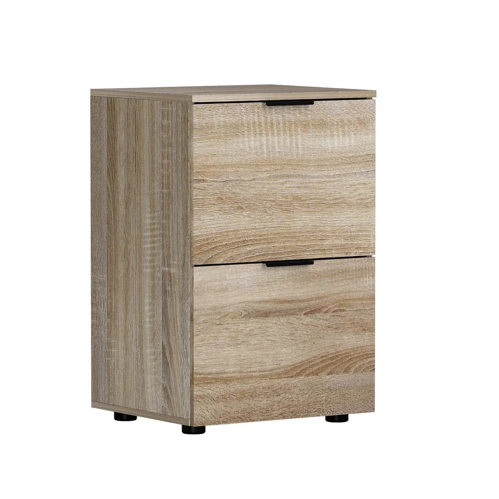 Artiss Filing Cabinet Files Storage Office Shelves File Organiser Oak 2 Drawer - Mekamart Australia