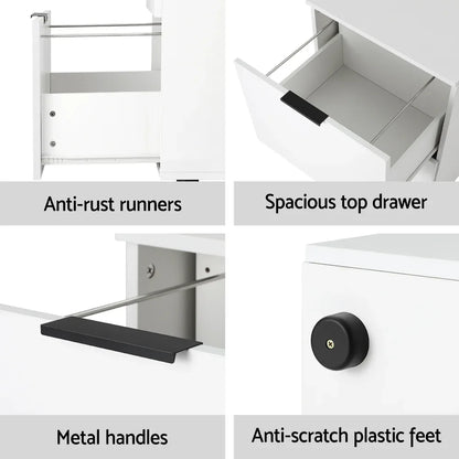 Artiss Filing Cabinet Files Storage Office Shelves File Organiser White 2 Drawer - Mekamart Australia