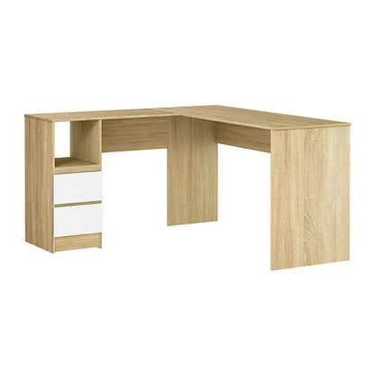 Artiss Computer Desk Drawer Cabinet L-Shape Oak 136CM - Mekamart Australia
