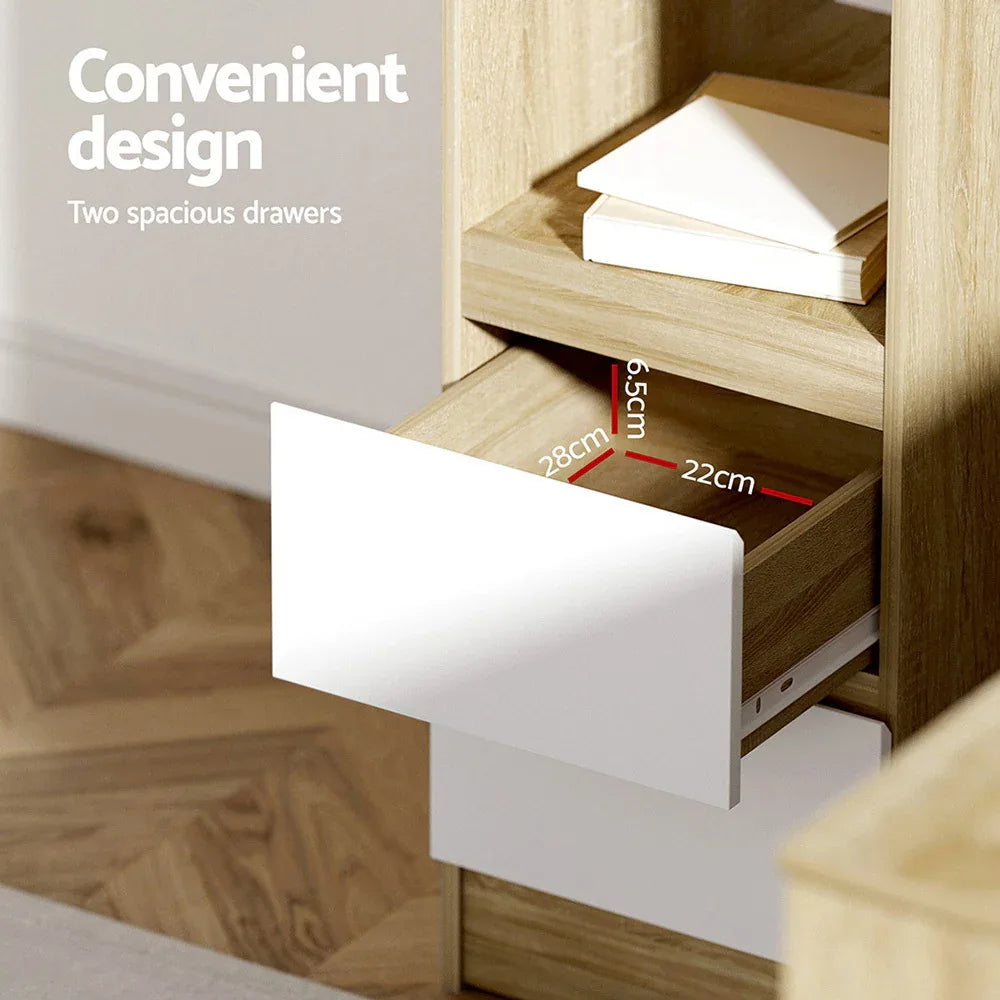 Artiss Computer Desk Drawer Cabinet L-Shape Oak 136CM - Mekamart Australia