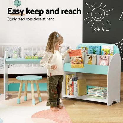 Keezi Kids Bookshelf 2 In 1 Table Chair Set Bookcase Toys Shelves Children Organiser - Mekamart Australia