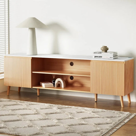 Artiss TV Cabinet Entertainment Unit Stand 180CM Pine White - Mekamart Australia