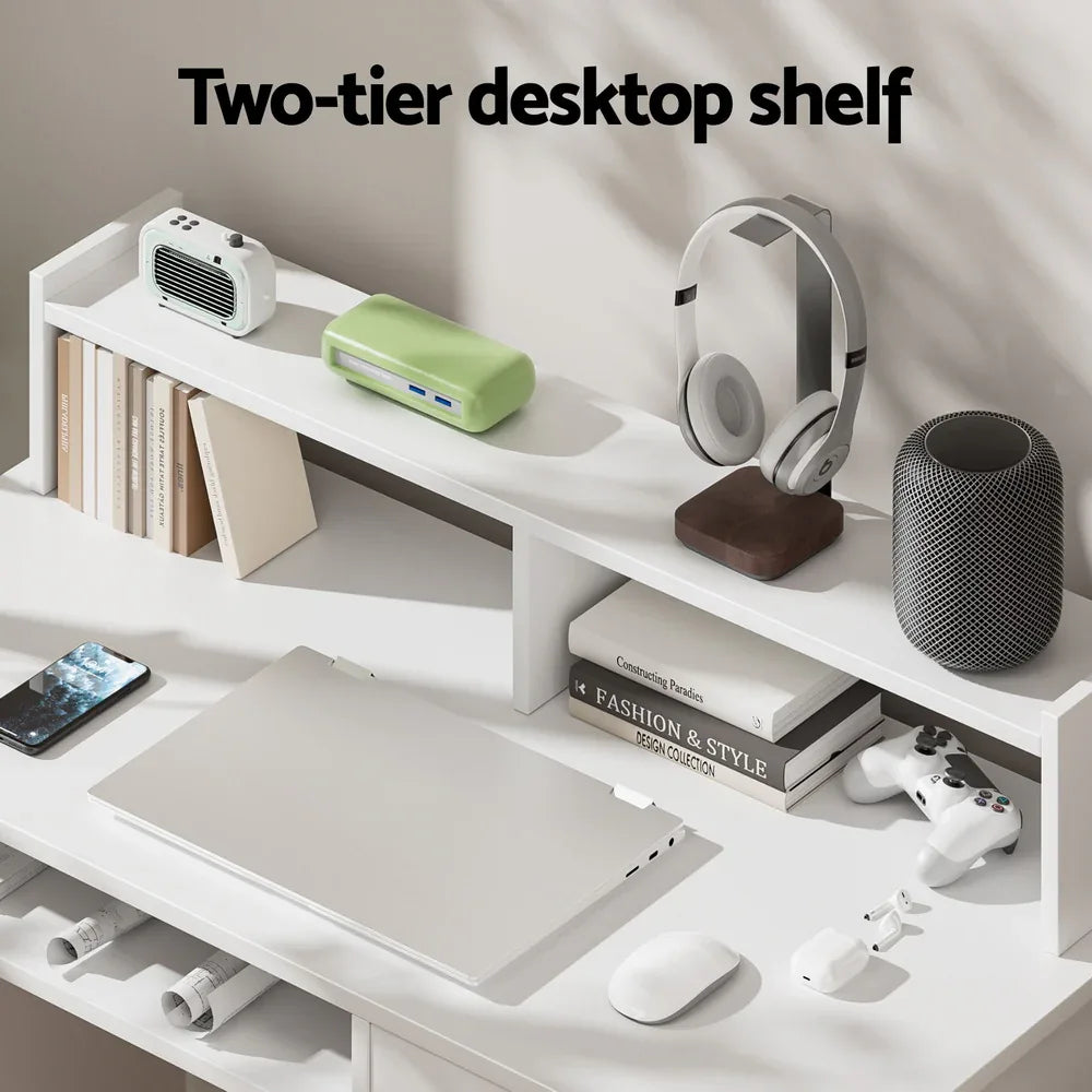 Artiss Computer Desk Shelf Drawer Cabinet White 100CM - Mekamart Australia