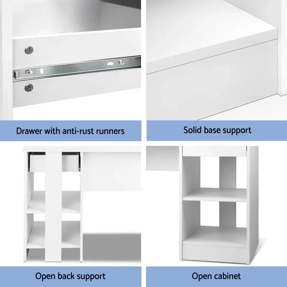 Artiss Computer Desk Shelf Drawer Cabinet White 100CM - Mekamart Australia