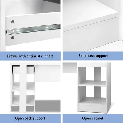 Artiss Computer Desk Shelf Drawer Cabinet White 100CM - Mekamart Australia