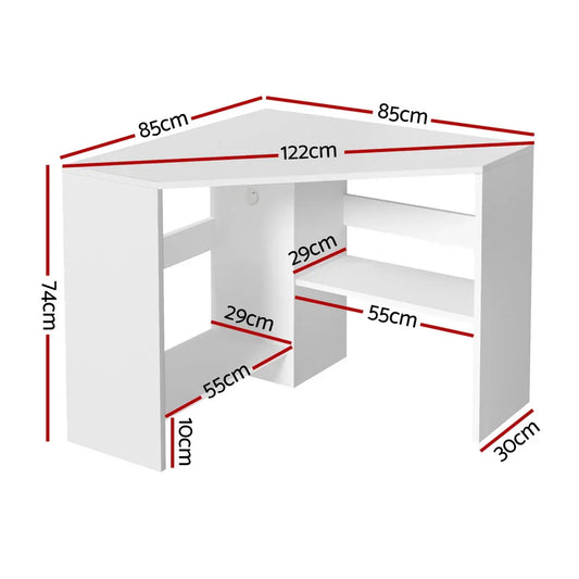 Artiss Corner Computer Desk Shelves CPU Stand L-shape Home Office Workstation Desks - Mekamart Australia