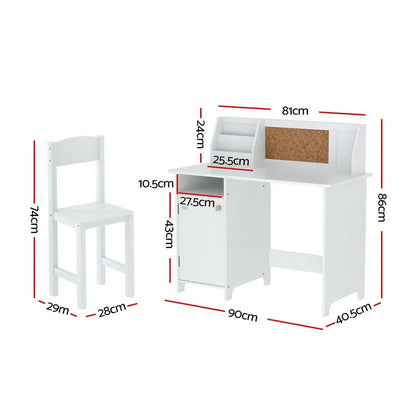 Keezi Kids Table and Chair Set Children Study Play Toys Desk w/ Cabinet Storage - Mekamart Australia