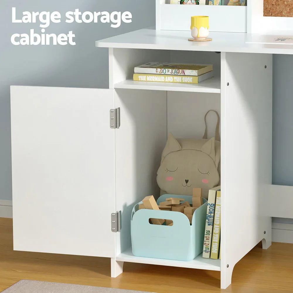 Keezi Kids Table and Chair Set Children Study Play Toys Desk w/ Cabinet Storage - Mekamart Australia