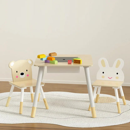 Keezi 3PCS Kids Table and Chairs Set Activity Desk Chalkboard Toy Hidden Storage - Mekamart Australia