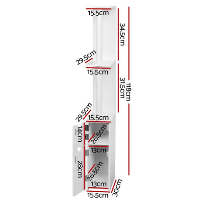 Artiss Bathroom Cabinet Storage 118cm Shelf White - Mekamart Australia