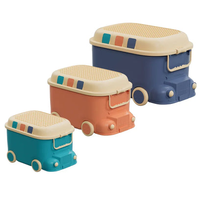 Keezi 3PCS Toy Storage Box Cute Car Toy Container Kids Toys Organiser Snack Boxes - Mekamart Australia