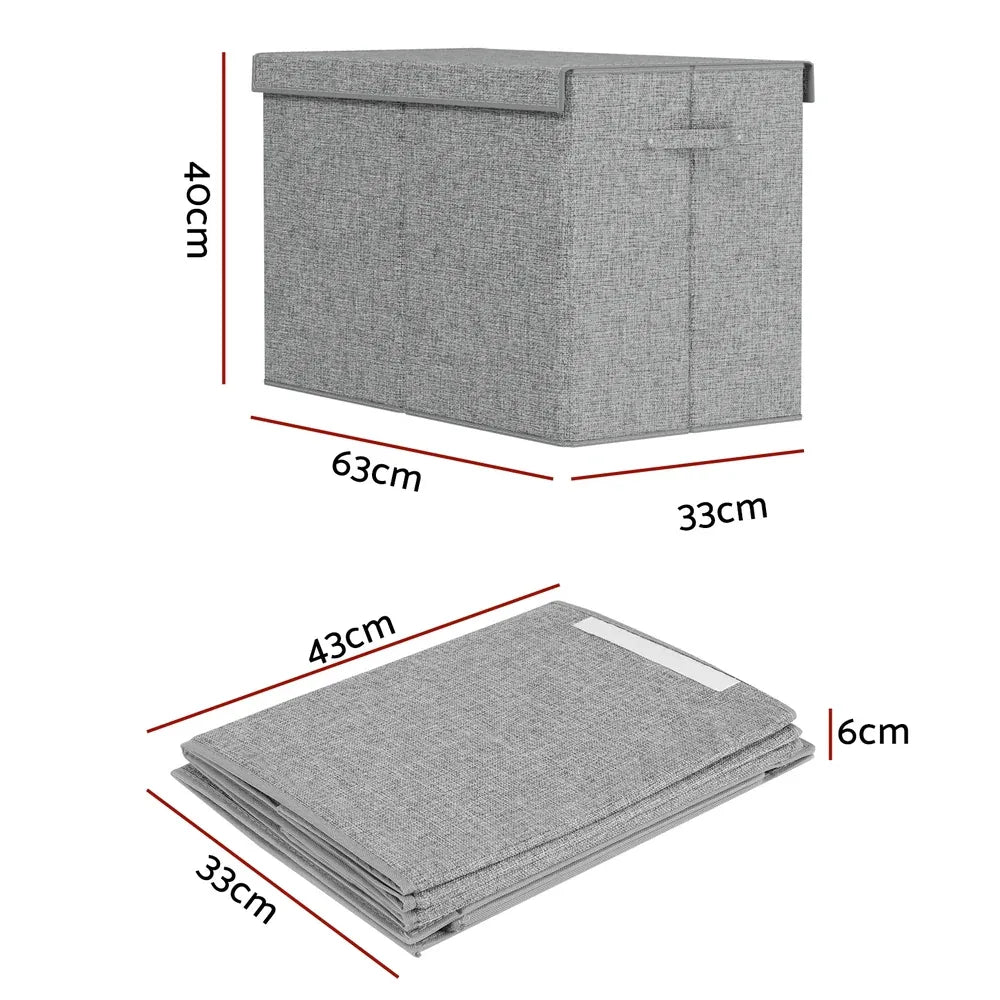 Keezi Large Toy Box Chest Storage with Flip-Top Lid Foldable Organizer Bins Grey - Mekamart Australia