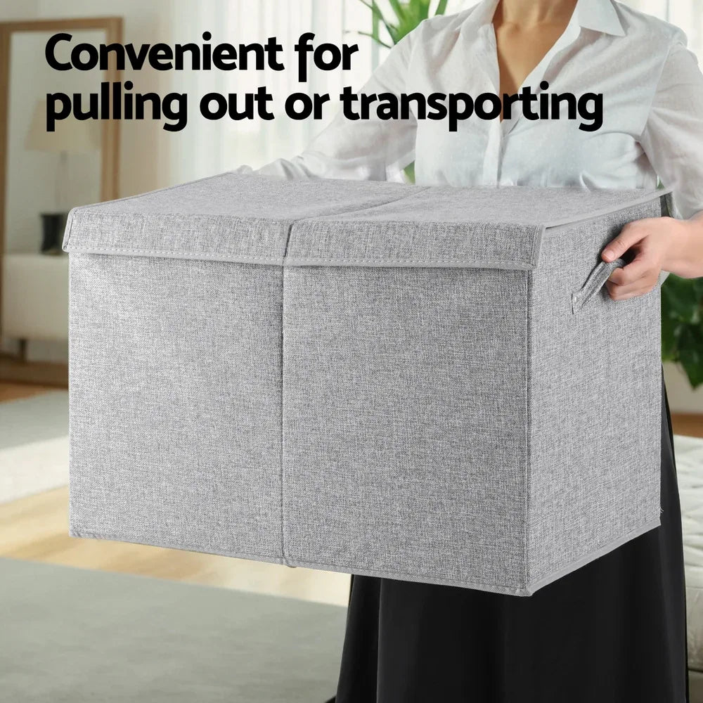 Keezi Large Toy Box Chest Storage with Flip-Top Lid Foldable Organizer Bins Grey - Mekamart Australia