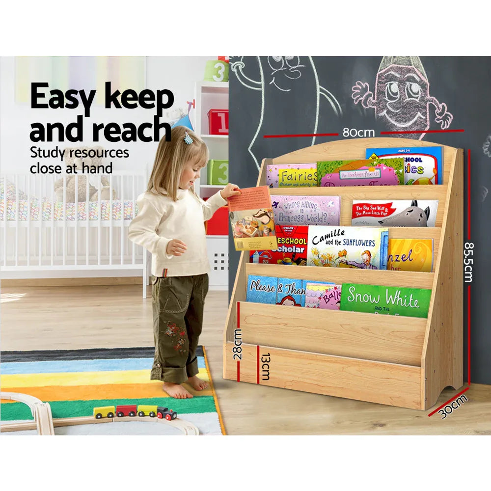 Keezi 5 Tiers Kids Bookshelf Magazine Shelf Organiser Bookcase Display Rack - Mekamart Australia