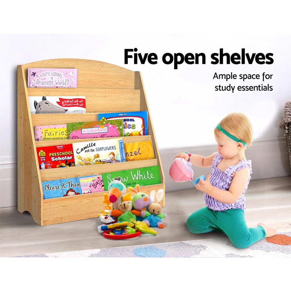 Keezi 5 Tiers Kids Bookshelf Magazine Shelf Organiser Bookcase Display Rack - Mekamart Australia
