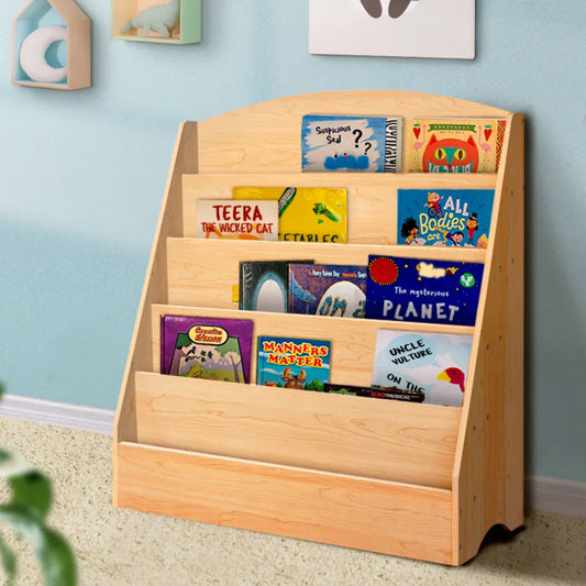 Keezi 5 Tiers Kids Bookshelf Magazine Shelf Organiser Bookcase Display Rack - Mekamart Australia