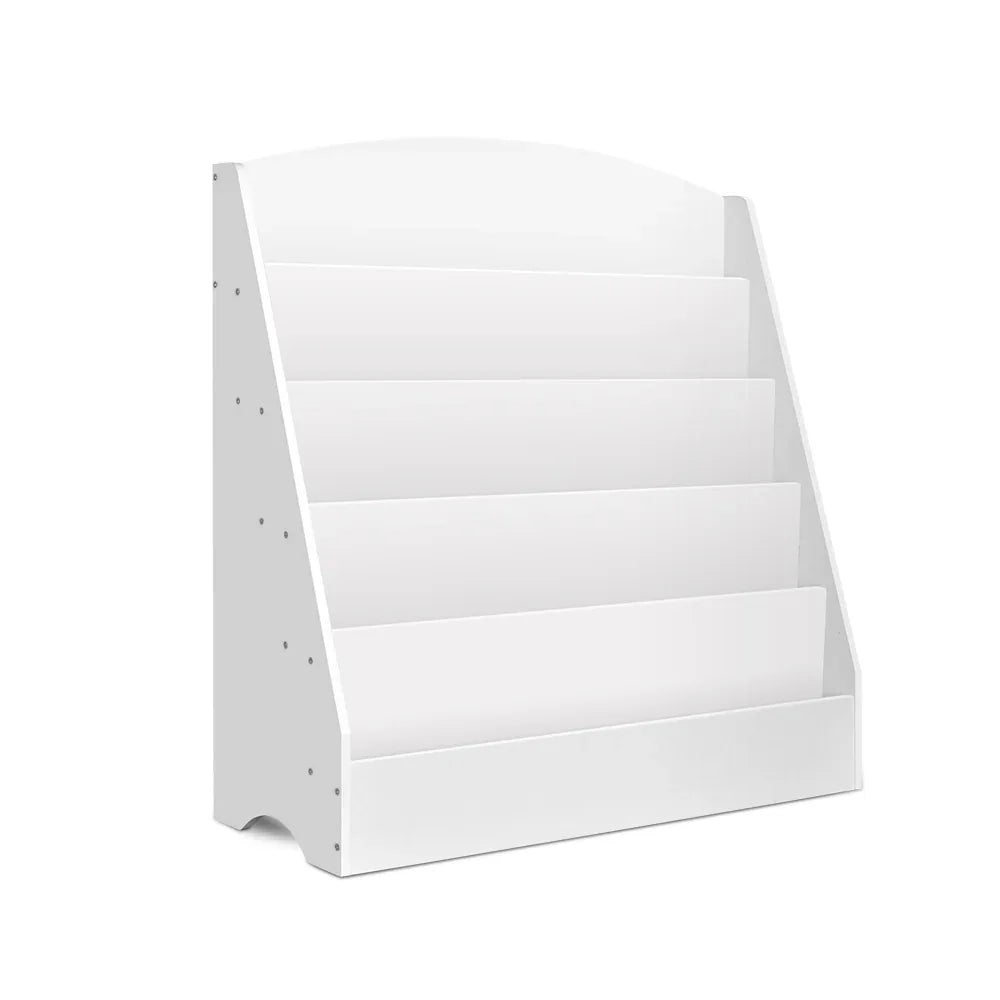 Keezi 5 Tiers Kids Bookshelf Magazine Shelf Organiser Bookcase Display Rack White - Mekamart Australia