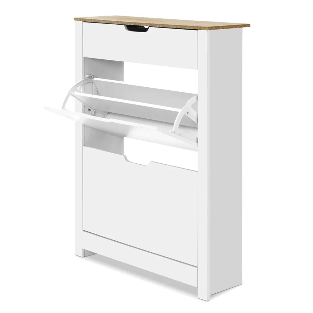 Artiss Shoe Rack Cabinet 16 Pairs White Ana - Mekamart Australia