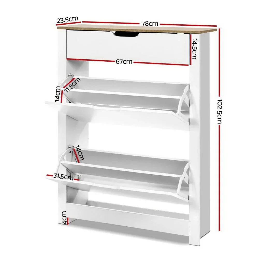 Artiss Shoe Rack Cabinet 16 Pairs White Ana - Mekamart Australia