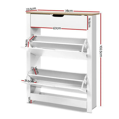 Artiss Shoe Rack Cabinet 16 Pairs White Ana - Mekamart Australia