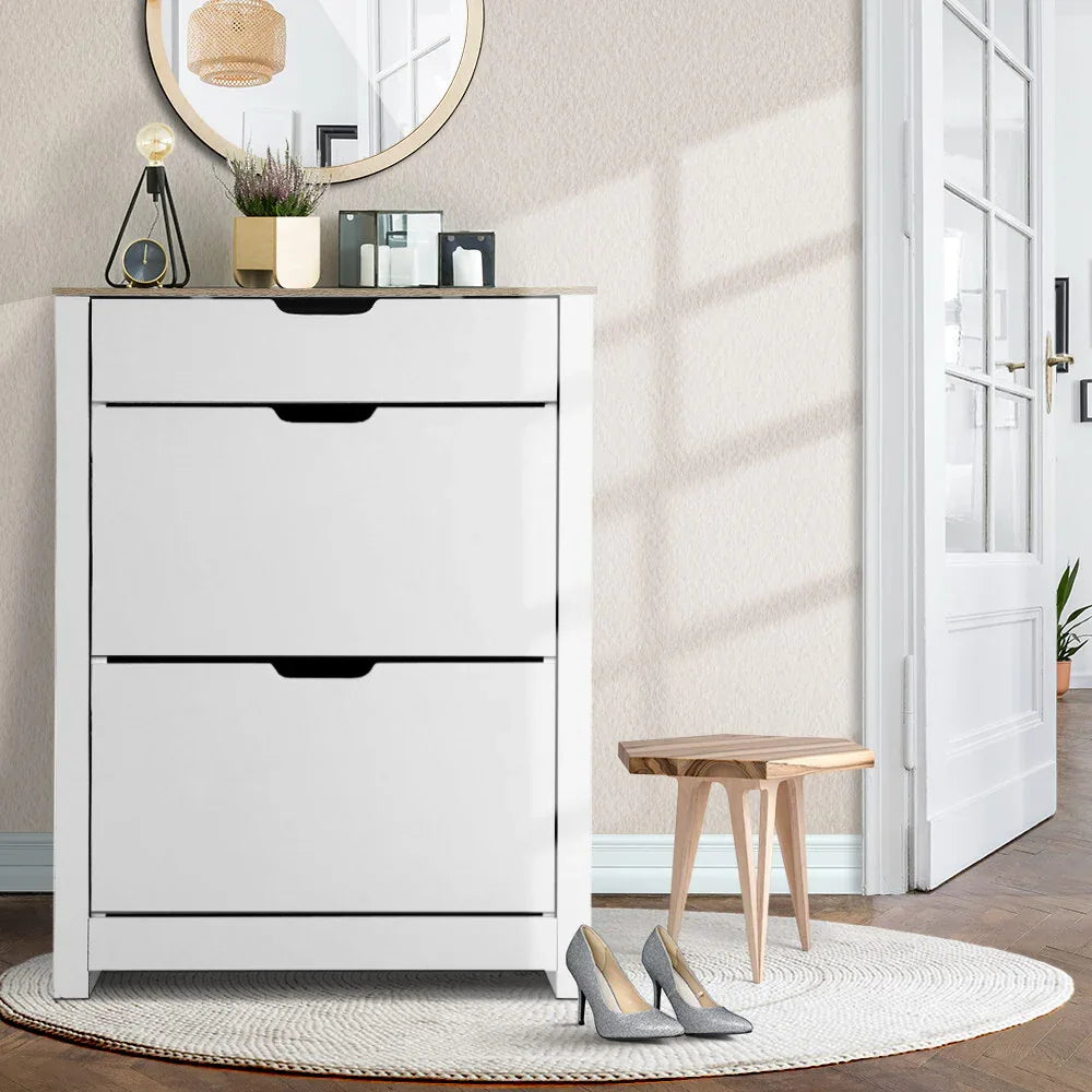 Artiss Shoe Rack Cabinet 16 Pairs White Ana - Mekamart Australia